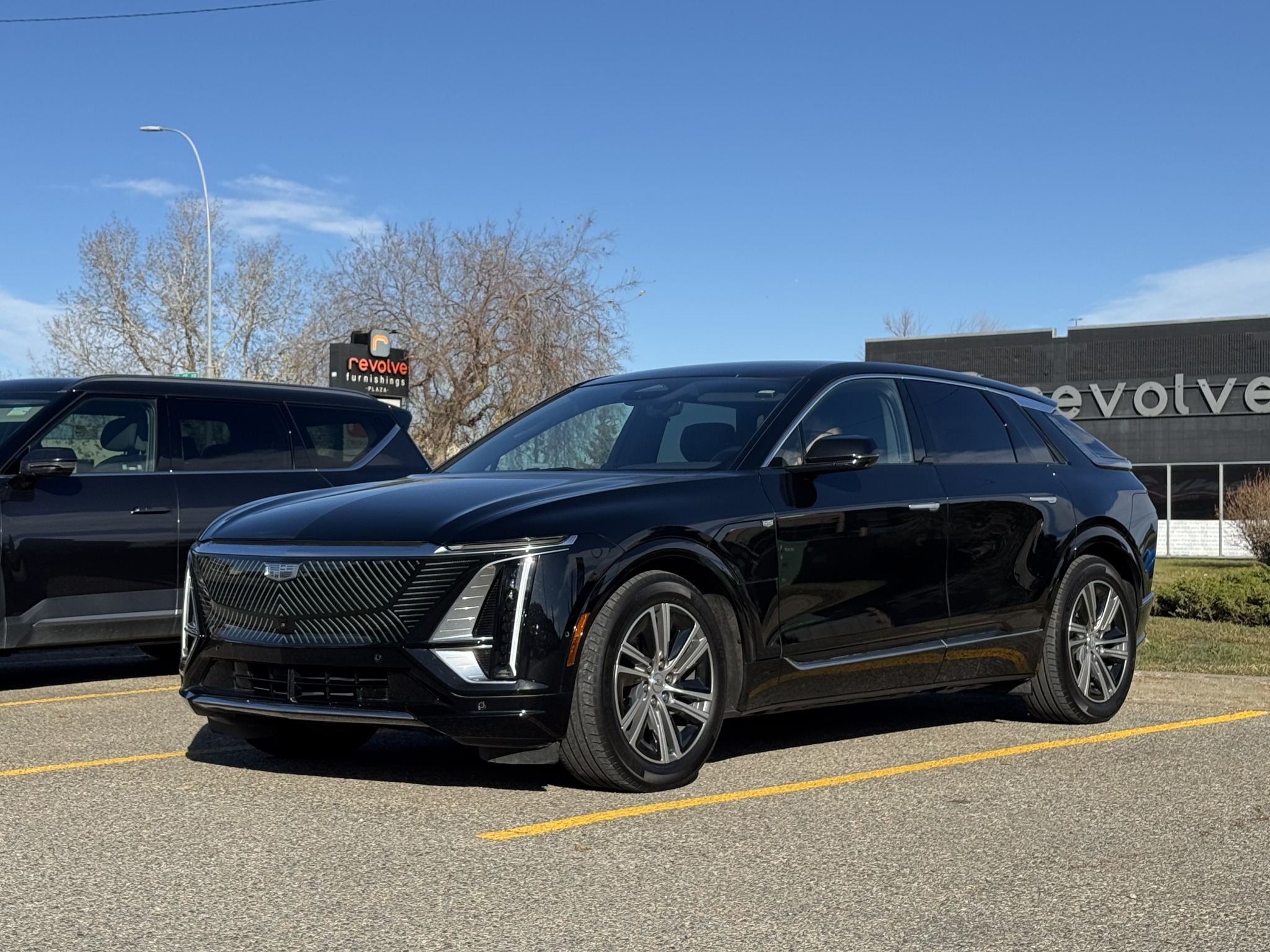 Black Cadillac Lyriq, full vehicle view